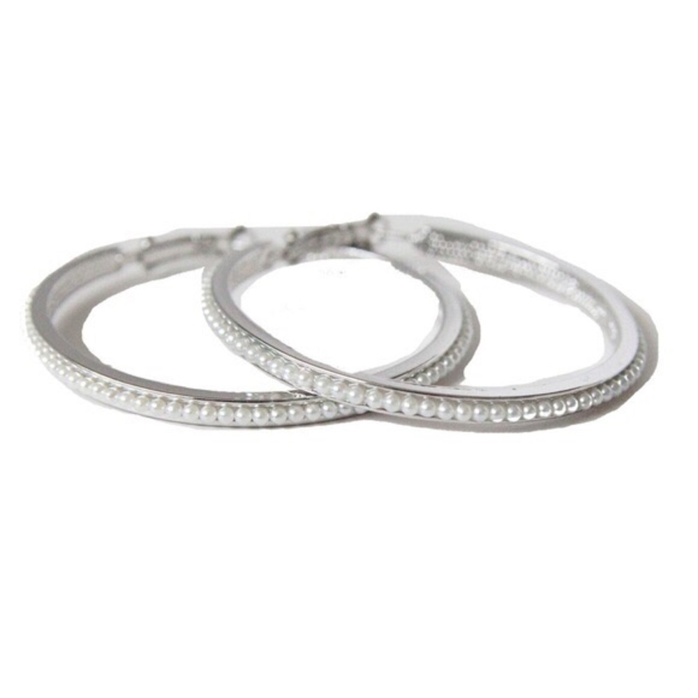 Pearl Silver Hoops